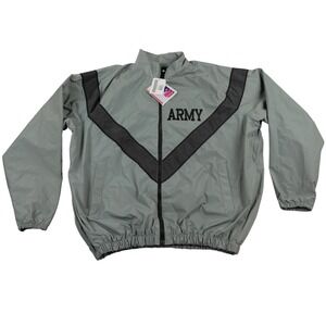 DSCP IPFU Jacket Mens Large Long Grey Army Training Windbreaker Reflective Vtg